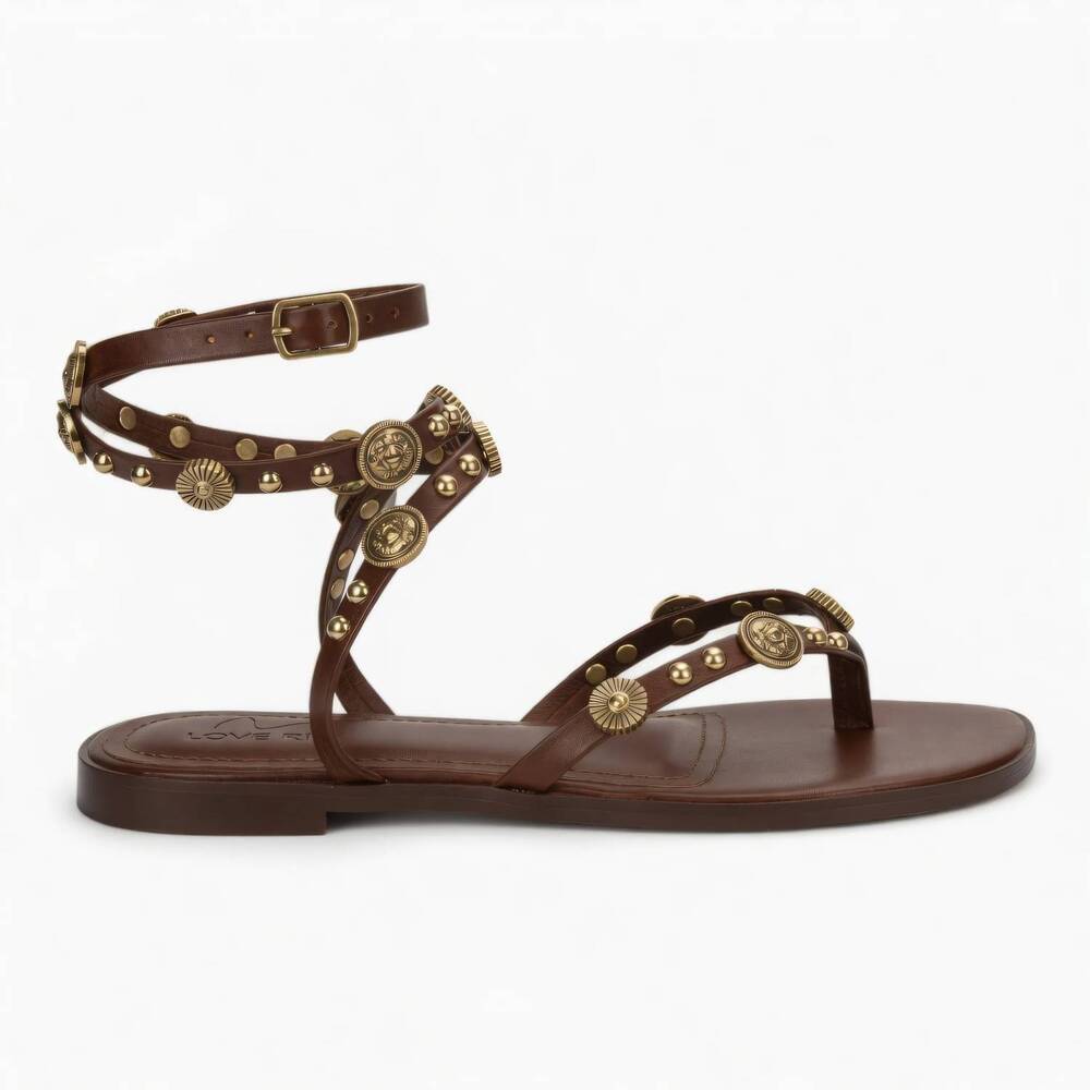 NEW LOVE RIO women's lindy gladiator flat sandals in chocolate